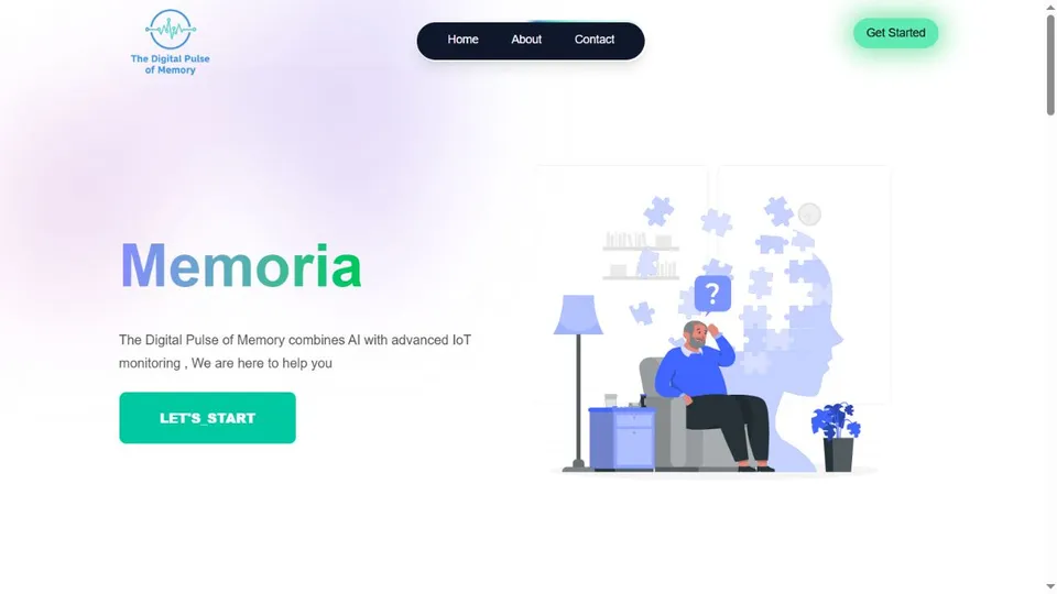 Screenshot of the deployed Memoria website and monitoring-interface preview